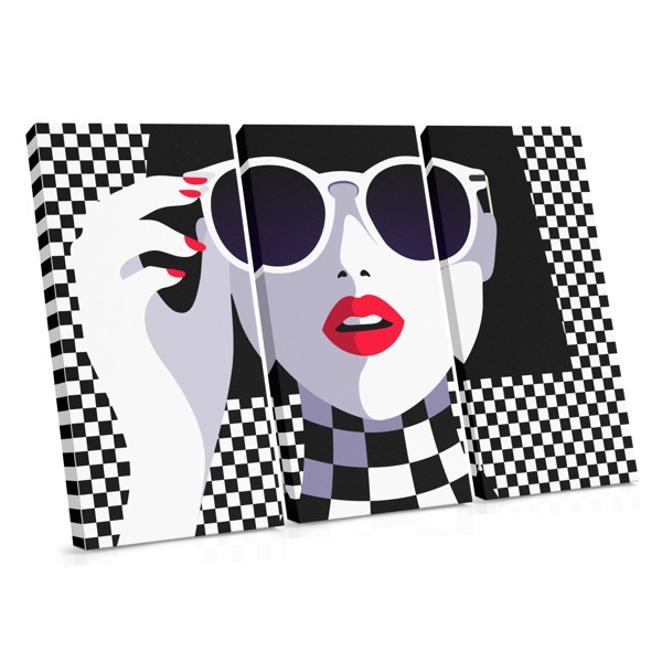 Retrato Pop Art con Labios Rojos en Lienzo