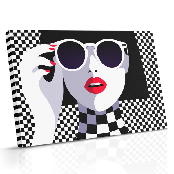Retrato Pop Art con Labios Rojos en Lienzo