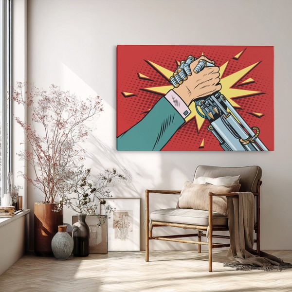 Pop Art Håndtryk Deal Lærredstryk - på væggen i et interiør