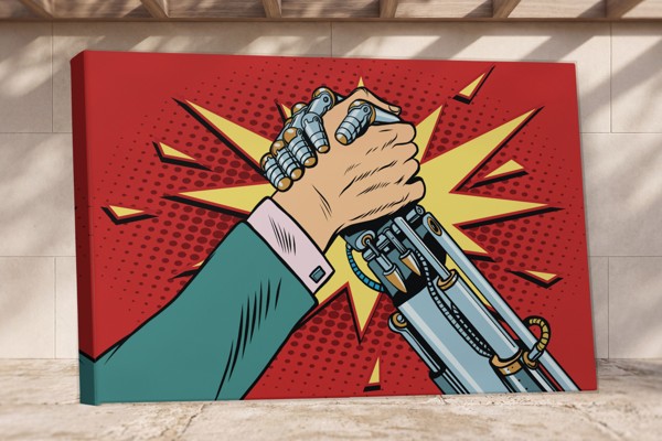 Pop Art Håndtryk Deal Lærredstryk - på væggen i et interiør