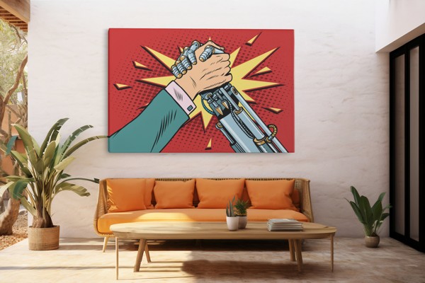 Pop Art Håndtryk Deal Lærredstryk - på væggen i et interiør