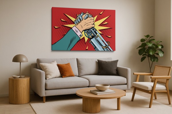 Pop Art Håndtryk Deal Lærredstryk - på væggen i et interiør