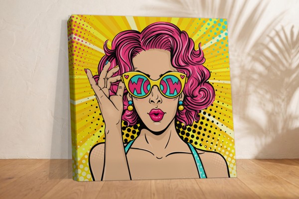 Pop Art WOW Comic Speech Bubble Canvas Print - on the wall in a room interior