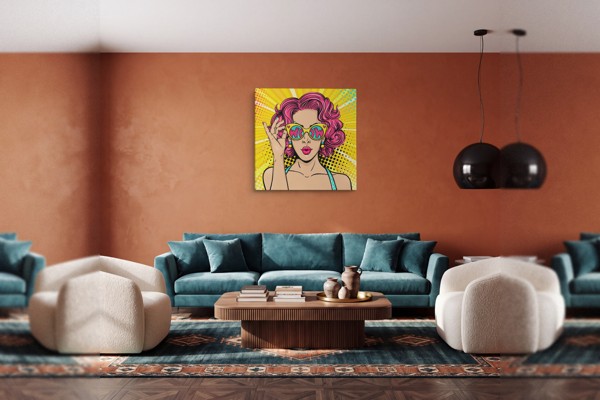 Pop Art WOW Comic Speech Bubble Canvas Print - on the wall in a room interior
