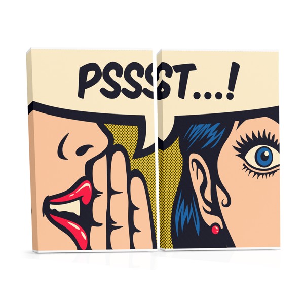 Pop Art PSSST! Komiksu burbuļa auduma prints