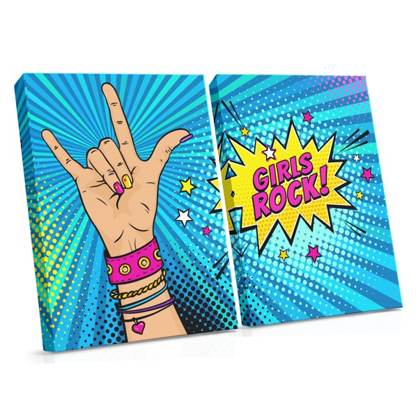 "Girls Rock" pop-art kanvaspilt