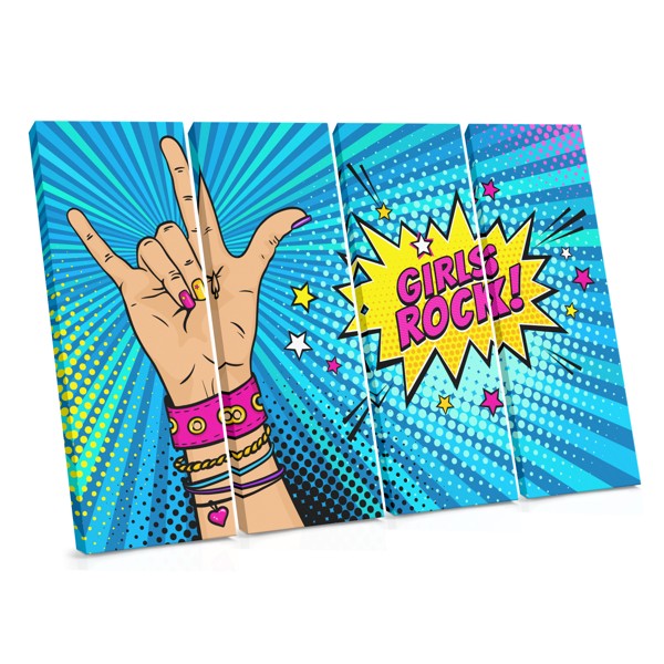 Girls Rock Pop Art Lærredstryk