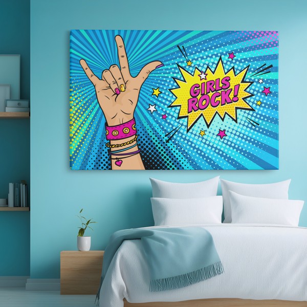 Stampa su tela pop art Girls Rock - alla parete in un interno