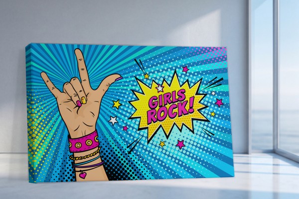 Stampa su tela pop art Girls Rock - alla parete in un interno