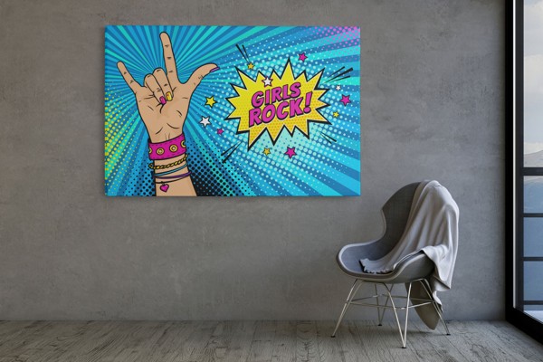 Stampa su tela pop art Girls Rock - alla parete in un interno