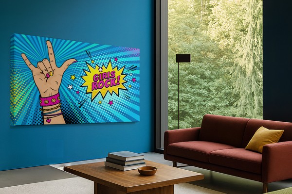 Stampa su tela pop art Girls Rock - alla parete in un interno