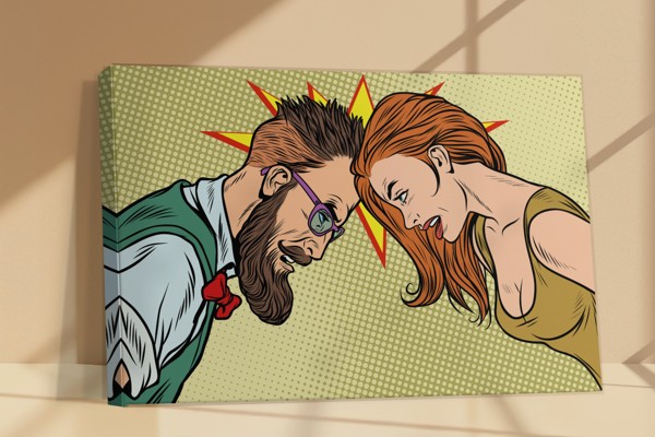 Pop Art modeportræt lærredstryk - på væggen i et interiør