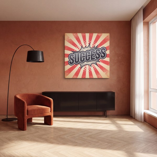 Pop Art SUCCESS Typografi Lærredstryk - på væggen i et interiør