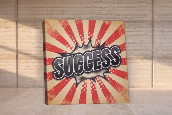 Pop Art SUCCESS Typografi Lærredstryk - på væggen i et interiør