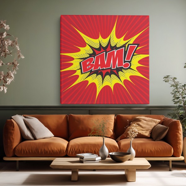 Pop Art BAM! Komiks Canvas Print - na stene v interiéri