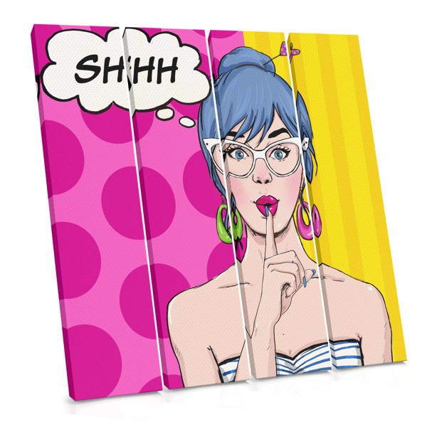 Pop Art SHHH Gestus Lærredstryk