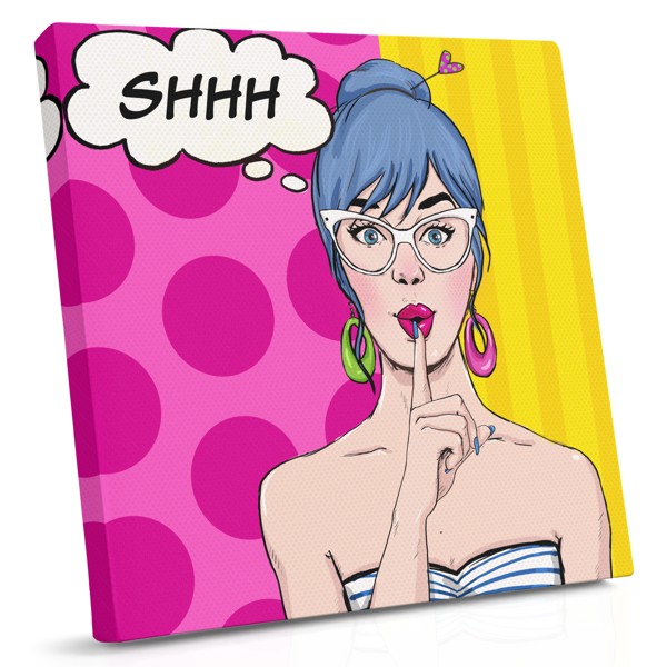 Pop Art SHHH Gesta Tiskani Platno