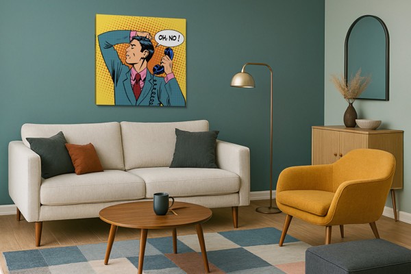 Pop Art OH, NO! Komiksu burbuļa auduma prints - uz sienas telpā