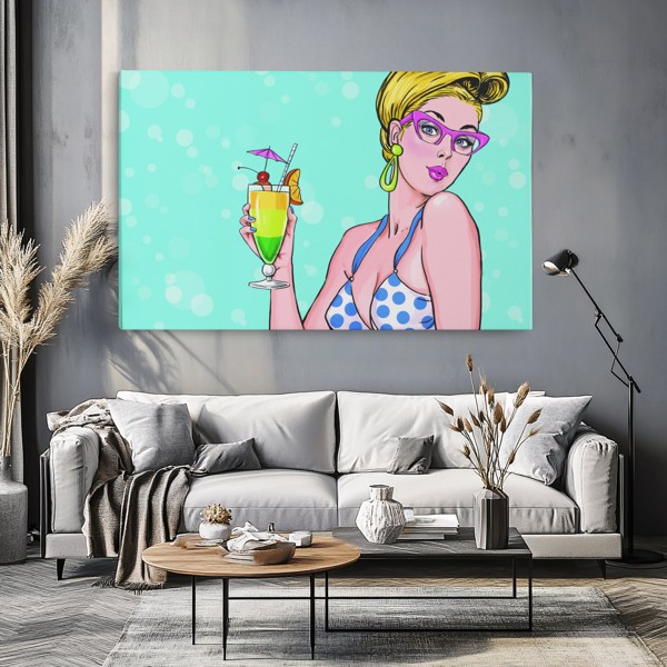 Pop Art Ljetne Vibre Retro Cartoon Canvas Print - na zidu u interijeru