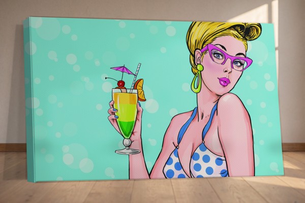 Pop Art Ljetne Vibre Retro Cartoon Canvas Print - na zidu u interijeru