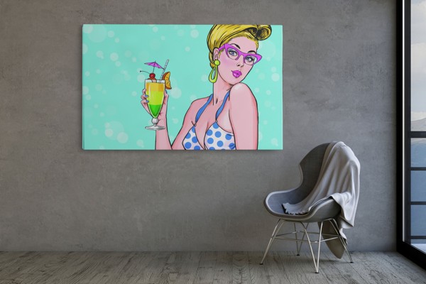 Pop Art Ljetne Vibre Retro Cartoon Canvas Print - na zidu u interijeru