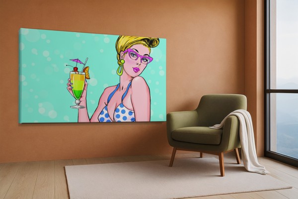 Pop Art Ljetne Vibre Retro Cartoon Canvas Print - na zidu u interijeru