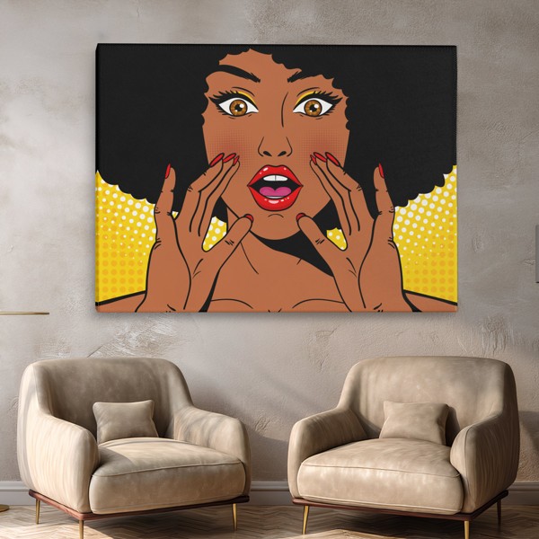 Pop Art trač crtić - tisak na platnu - na zidu u interijeru