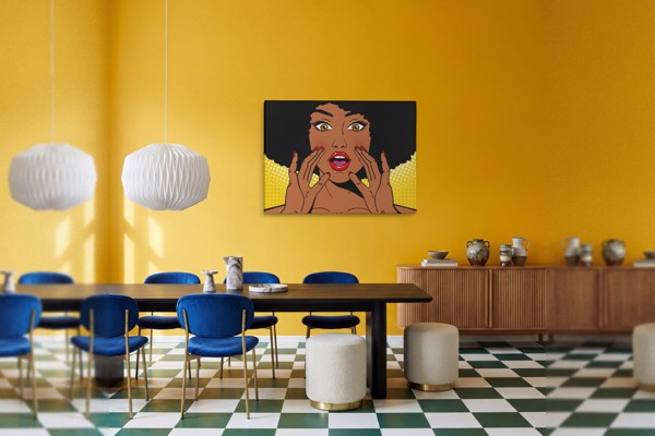 Pop Art trač crtić - tisak na platnu - na zidu u interijeru