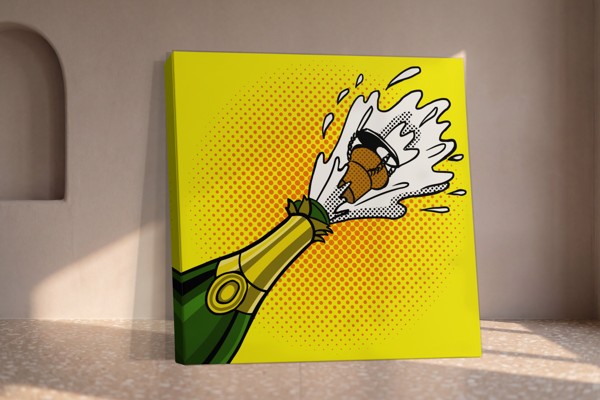 Stampa su Tela Pop Art Bottiglia di Champagne - alla parete in un interno
