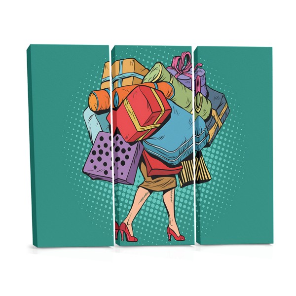Tablou Canvas Modă Retro cu Cumpărături
