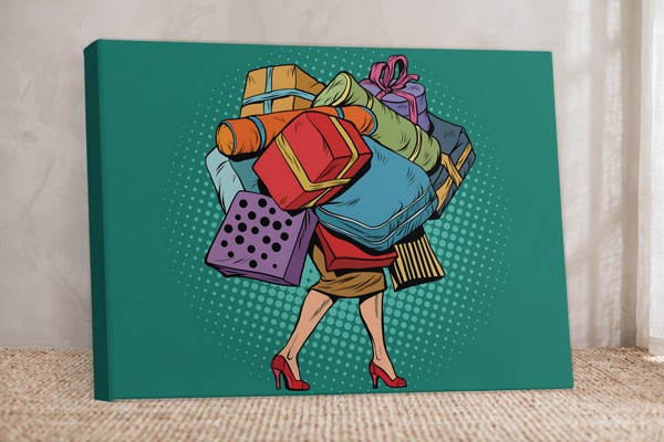 Retro mados apsipirkimo spausdinys ant drobės - ant sienos interjere