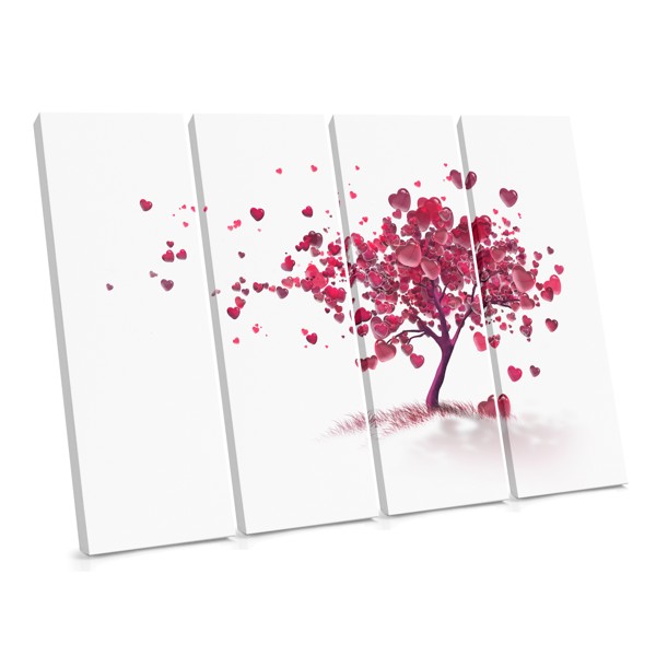 Stampa su Tela Albero dell'Amore con Fogliame a Forma di Cuore