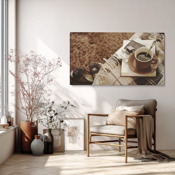 Kaffe och choklad canvas tryck - på väggen i ett rum