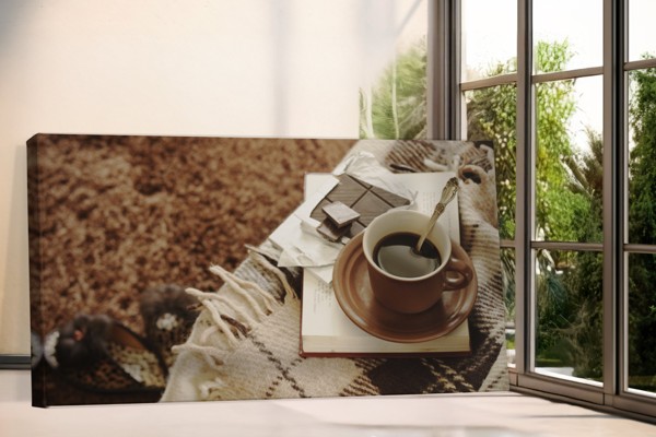 Kaffe och choklad canvas tryck - på väggen i ett rum