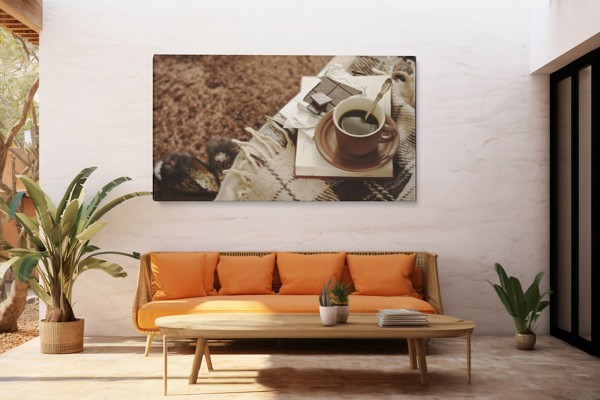 Kaffe och choklad canvas tryck - på väggen i ett rum