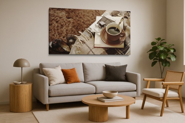Kaffe och choklad canvas tryck - på väggen i ett rum