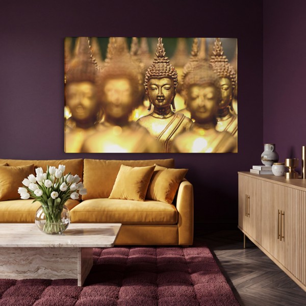 Kuldne Buddha kuju kanvaspilt - seinal toas