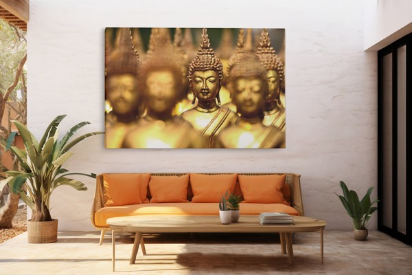 Kuldne Buddha kuju kanvaspilt - seinal toas