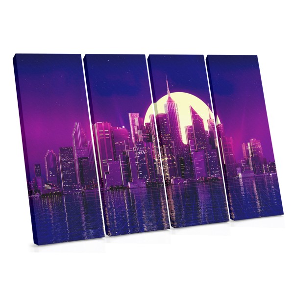 Vaporwave City Skyline Leinwanddruck