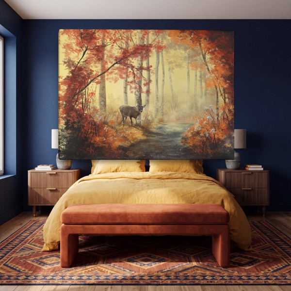 Szarvas az erdei ösvényen vászonnyomat - a falon, enteriőrben