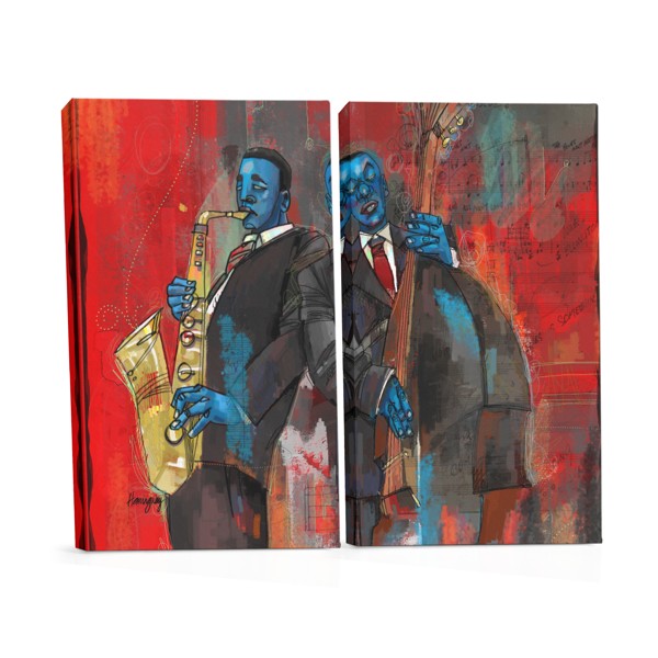 Lienzo Jazz Abstracto - Tonos Cálidos y Energía Musical