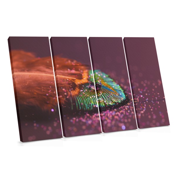 Makro Pero sa Kapljicama Vode Platno