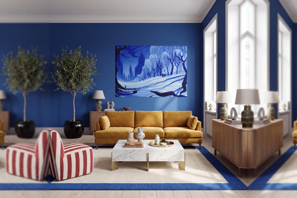 Winter City Walk Canvas Print - on the wall in a room interior