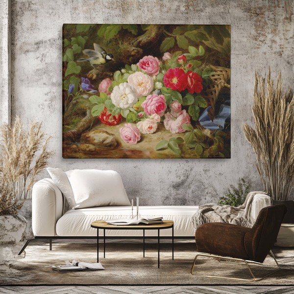 Lienzo Aroma de Rosas - en la pared de un interior