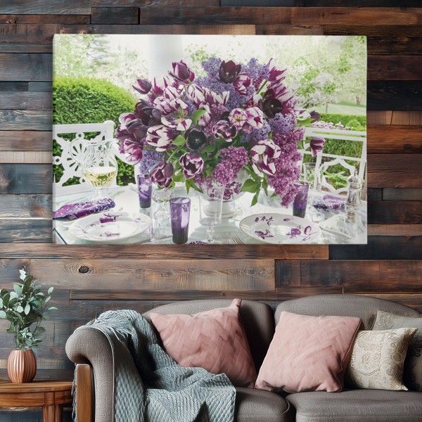 Gartenblumen Leinwanddruck - an der Wand in einem Raum