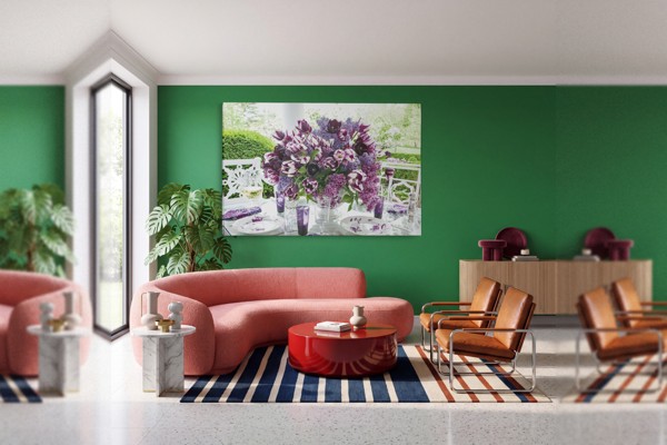 Gartenblumen Leinwanddruck - an der Wand in einem Raum
