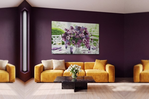 Gartenblumen Leinwanddruck - an der Wand in einem Raum