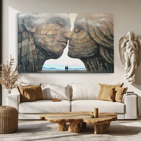 Cœur Abstrait en Perspective sur Toile - au mur dans un intérieur