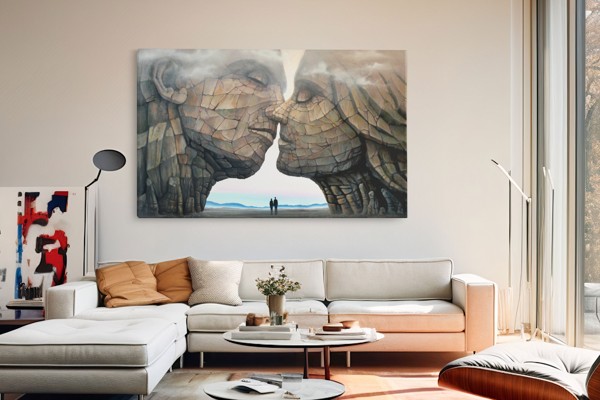 Cœur Abstrait en Perspective sur Toile - au mur dans un intérieur