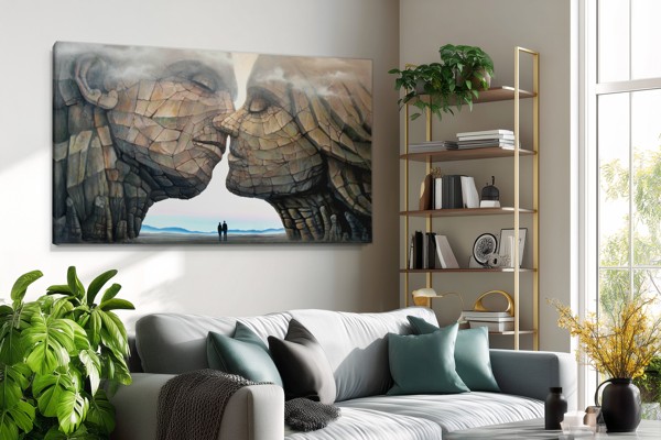 Cœur Abstrait en Perspective sur Toile - au mur dans un intérieur